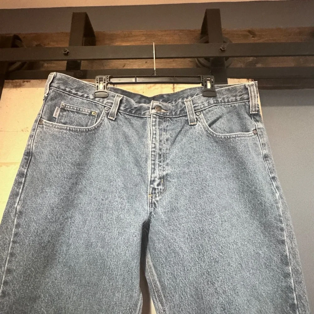 Men's Carhartt Blue Jeans Work Pants 38x30 B480 DPS Traditional Fit‎ EUC - 2